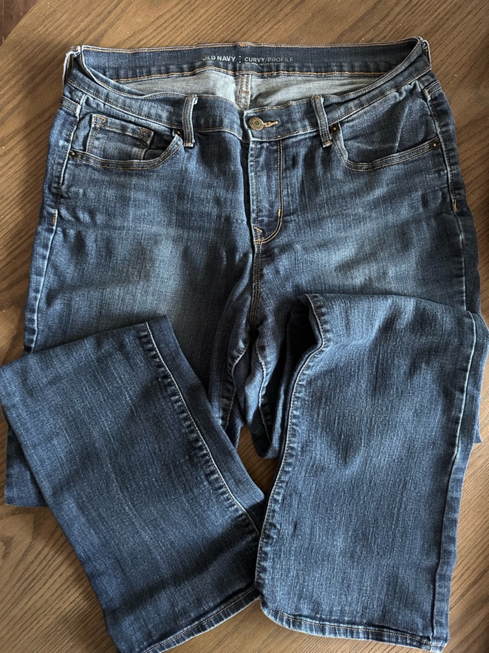 Old Navy Women's Straight Leg Dark Blue Denim Jeans